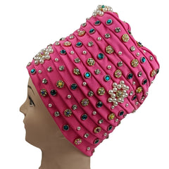 Turban Cap Faux Pearl Rhinestone Headscarf Hijab