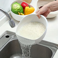 Rice Washing Drain Basket & Filter Set - Plastic Colander & Basin Kit