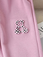 Girls' Bear Embossed Jogger Sweatpants with Pockets