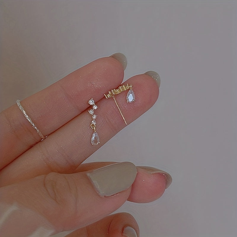 Zircon Stud Earrings 14K Plated Daily Wear Jewelry