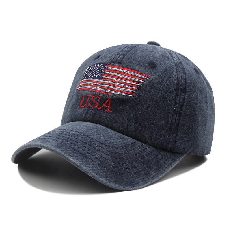Washed Vintage American Flag Baseball Cap Men's Hat