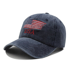 Washed Vintage American Flag Baseball Cap Men's Hat