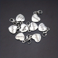 8pcs Silvery 3D Family Member Pendants Lobster Clasp