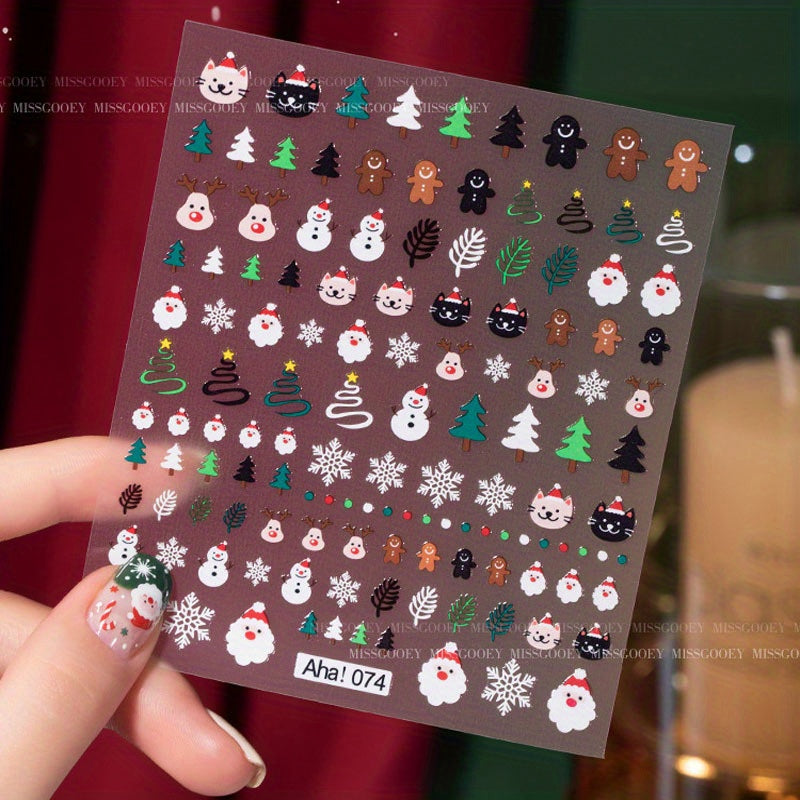 Christmas Manicure Stickers Old Man Elk Head Snowflake Nail Decals