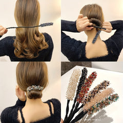 Crystal Pearl Hair Device Braided Headdress Hair Artifact Bun Accessories