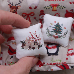 Christmas Dollhouse Pillow Cushion DIY Accessory Toy House Scene Decoration