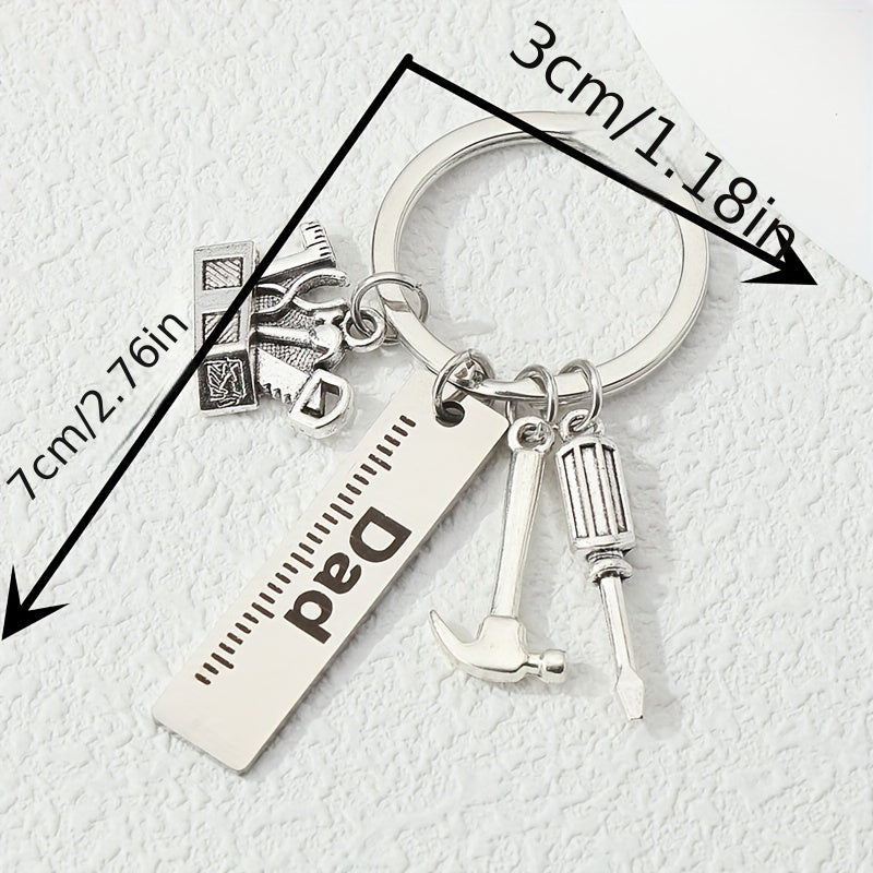 Metal Repair Tools Keychain Dad Print Key Ring Gift