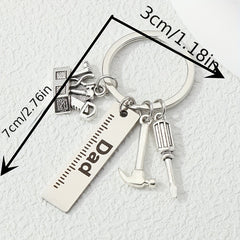 Metal Repair Tools Keychain Dad Print Key Ring Gift