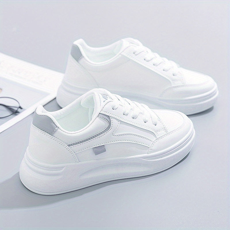 Women Round Toe Flat Sneakers Lace Up Low Top Board Shoes