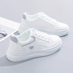 Women Round Toe Flat Sneakers Lace Up Low Top Board Shoes