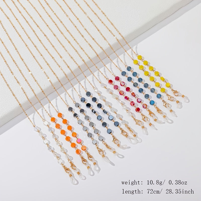 Colorful Glasses Chain Beaded Crystal Glass Mask Chain