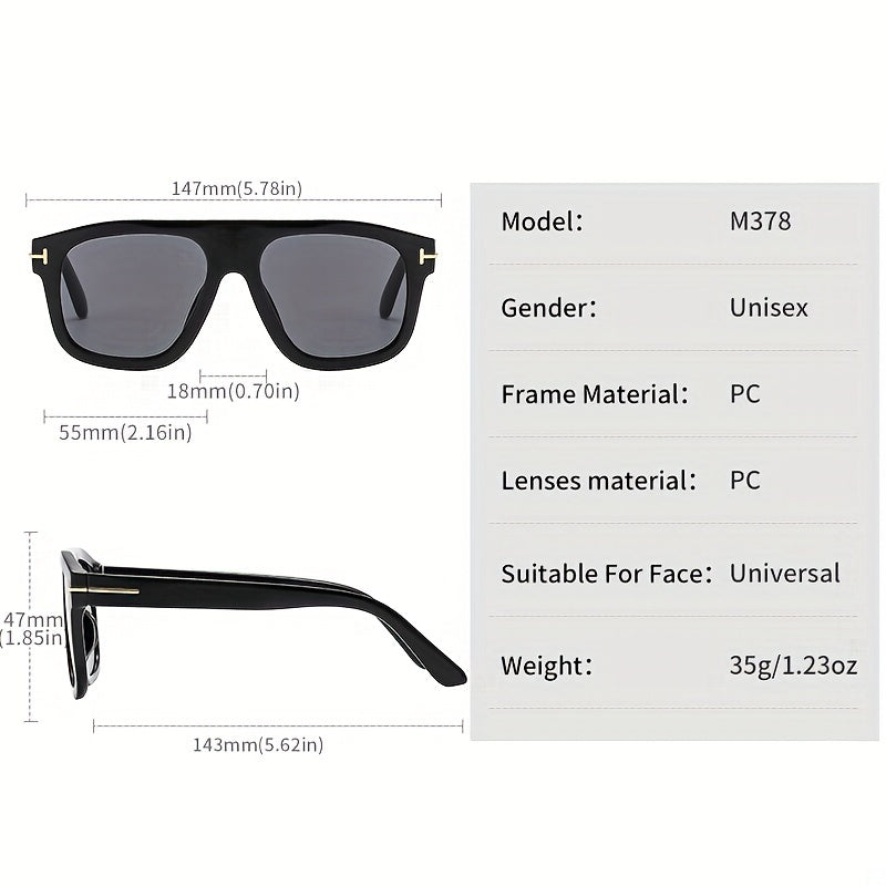 Men's Vintage T Letter Pilot Sunglasses with Carton Packaging