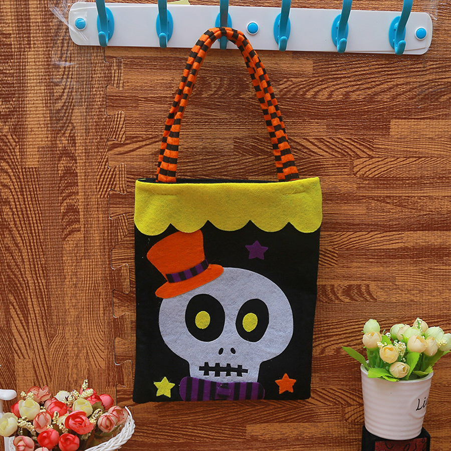 Halloween Print Tote Bag Trick Or Treat Candy Bag Reusable Storage Basket