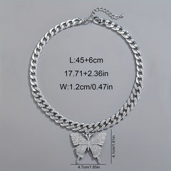 Butterfly Necklace Full Diamond Cuban Chain Necklace