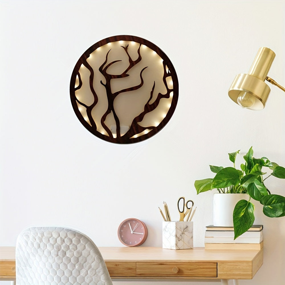 Retro Wooden Hanging LED Life Tree Lamp Home Decoration
