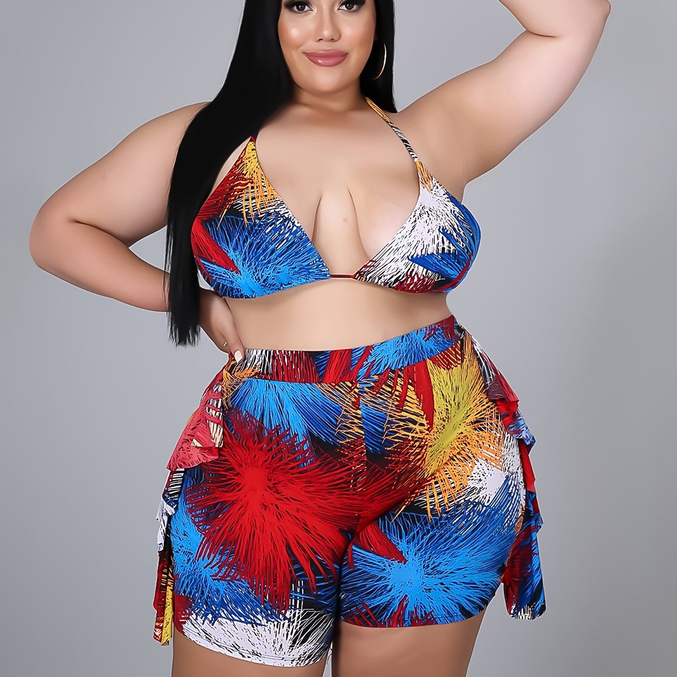  Tie Dye Print Cami Crop Tops & Shorts Set