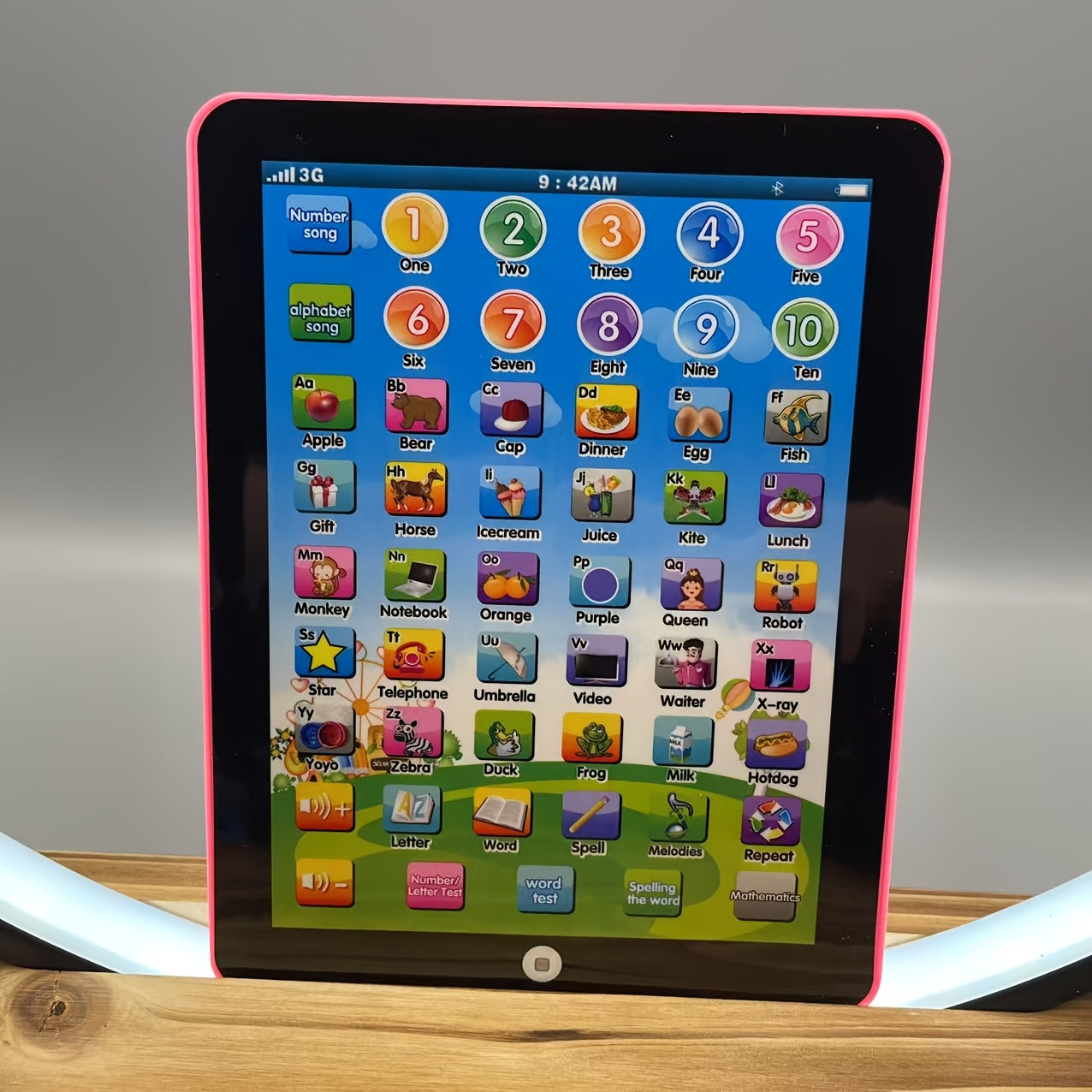 Pink Kids' Learning Tablet Toy with Voice Recognition