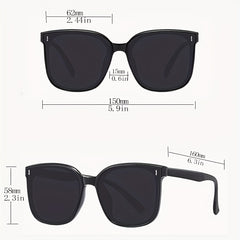 Square Frame Foldable Sunglasses Solid Glasses Rivet Decor UV400