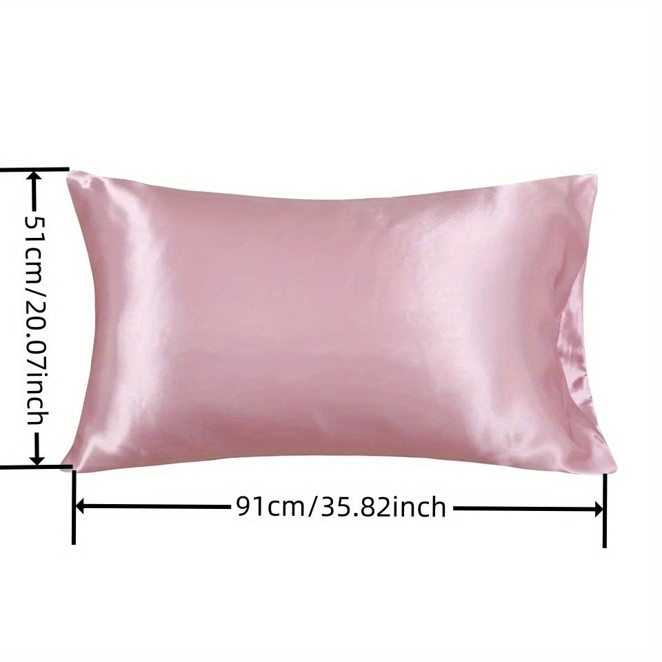2 Pcs Solid Satin Pillowcases Envelope Closure All Seasons