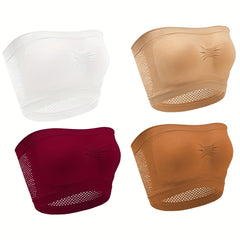 4 Pack Plus Size Tube Bra Set Breathable Seamless Anti-Slip Invisible 4pcs