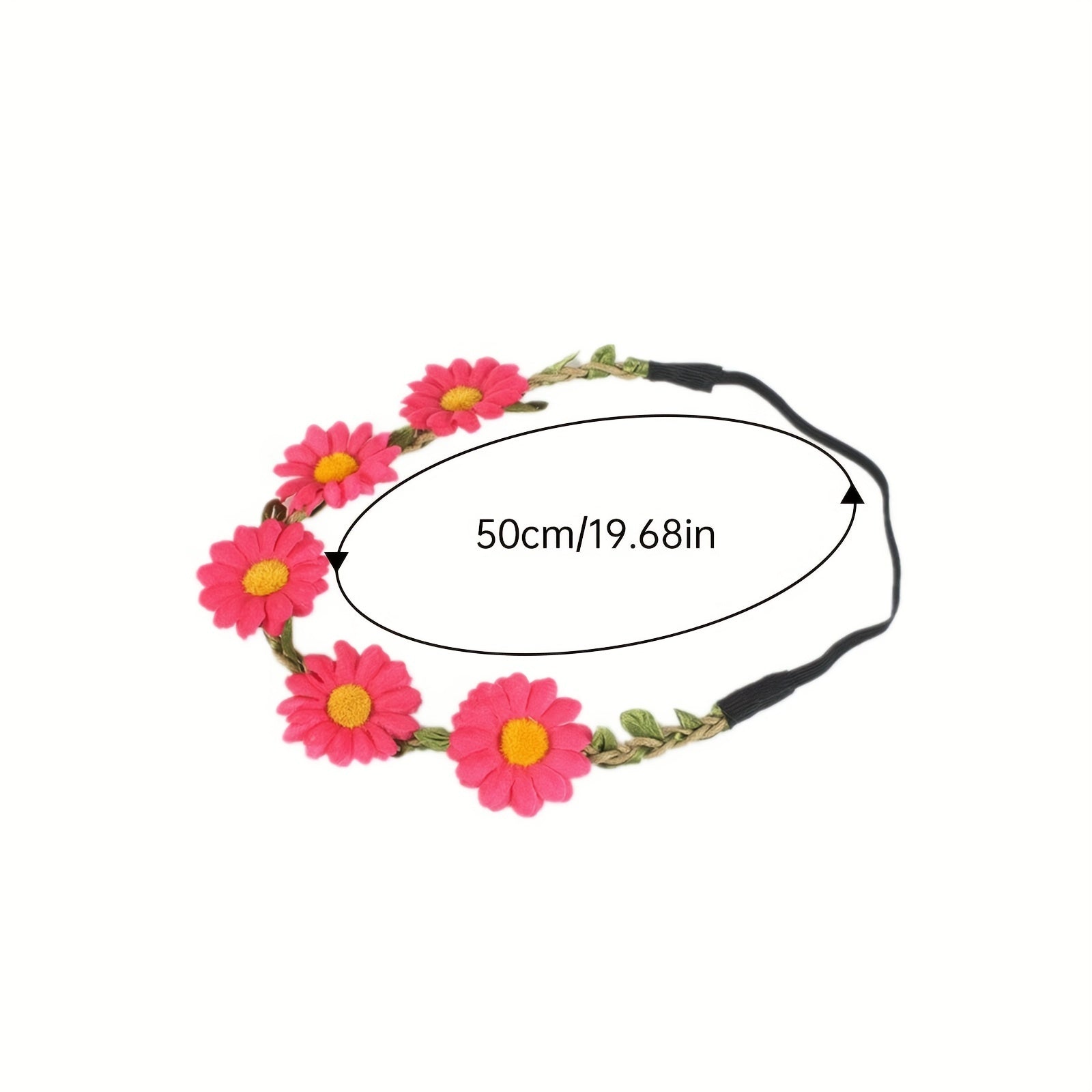 7pcs Flower Headband Hawaiian Sunflower Daisy Hair Tie Floral Wreath