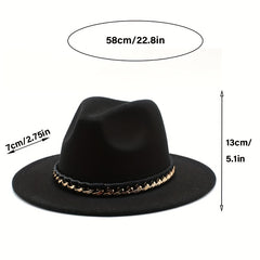 Men's Woolen Jazz Hat British Style Autumn Winter Large Brim Top Hat