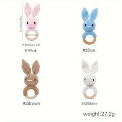 Bunny Rattle Crochet Bunny Youngsters Rattle Wooden Hand Rattle Toy