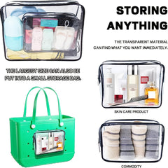 3 Pcs Transparent Inner Bags Zipper Waterproof, Hooks Travel Accessories
