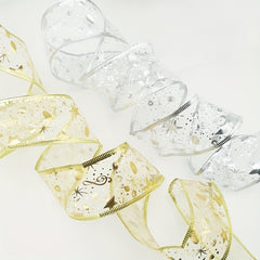 5M Double Layer Christmas Ribbon Tree Ornaments Bow Packaging Crafts