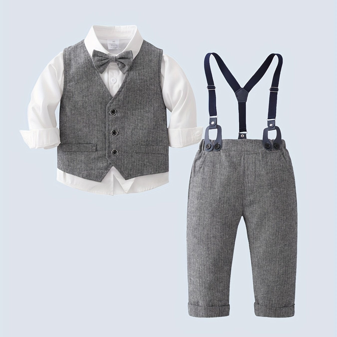 Baby Boys Gentleman Vest Bib Pants Set Party Costume