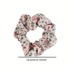 5pcs Floral Print Hair Rope Ponytail Holder Hair Accessories
