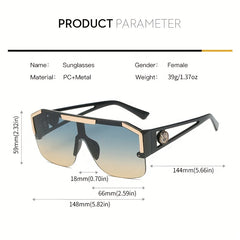Large Frame Contrast Sunglasses Hollowed Out Lion Decorated Sports Goggles