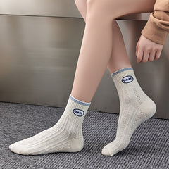 5 Pairs Cartoon Print Socks Comfy & Mid Tube Women's Stockings