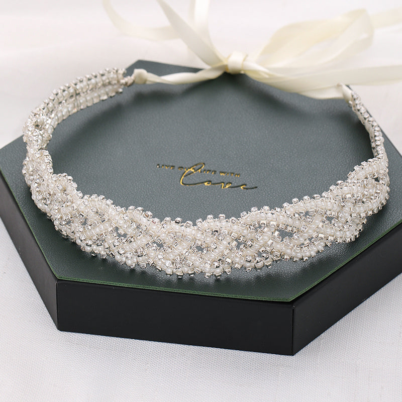 Bridal Headband Pearls Crystals Modern Hair Accessories