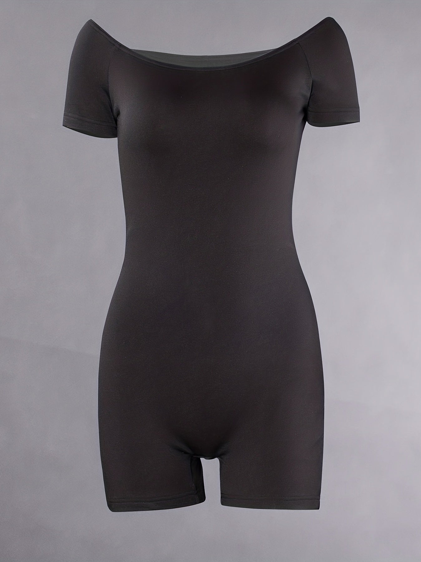 Solid Square Neck Romper Jumpsuit Sexy Short Sleeve