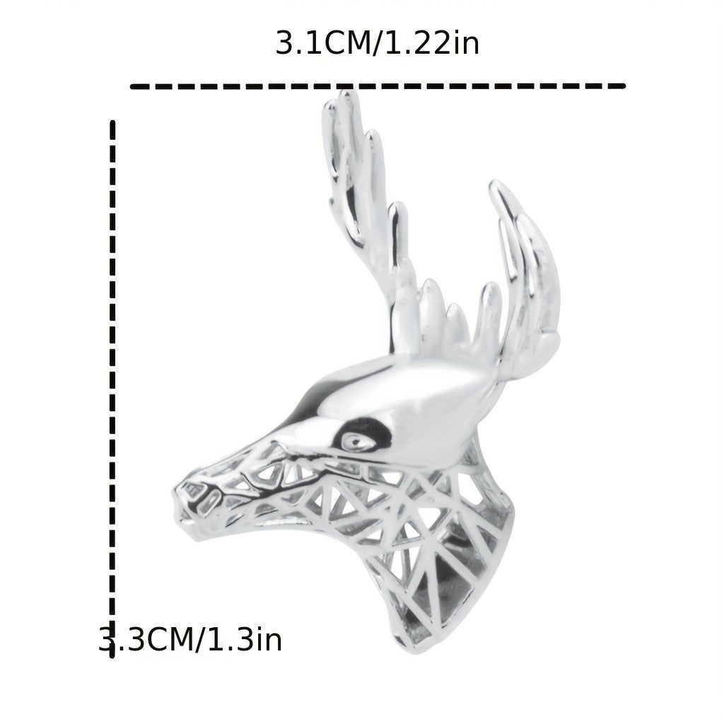 Men's Christmas Deer Head Brooch Pin Copper Metal Corsage