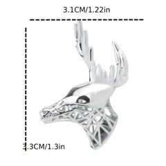 Men's Christmas Deer Head Brooch Pin Copper Metal Corsage