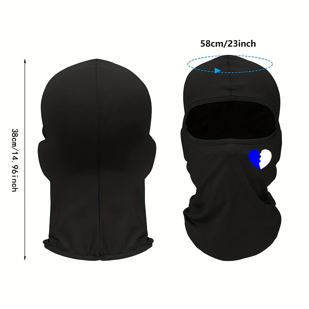 Heart Printed Mask Hood for Men and Women, Windproof Sun Hat