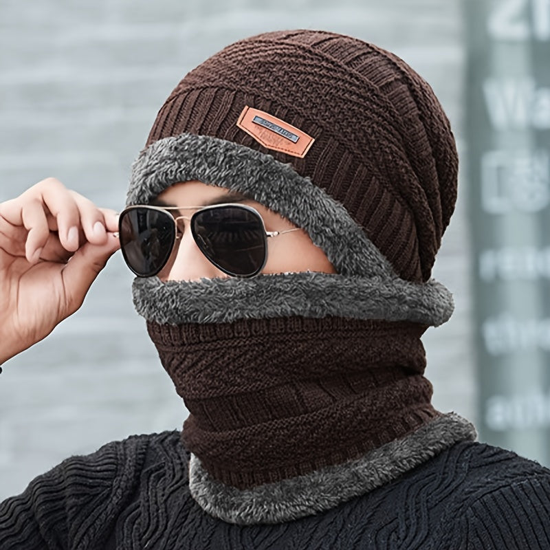 Men's Winter Woolen Hat, Thickened & Warm, Knitted Cap for Outdoor Activities