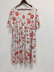 Floral Print Short Sleeve Plus Size Casual Dress with Pockets