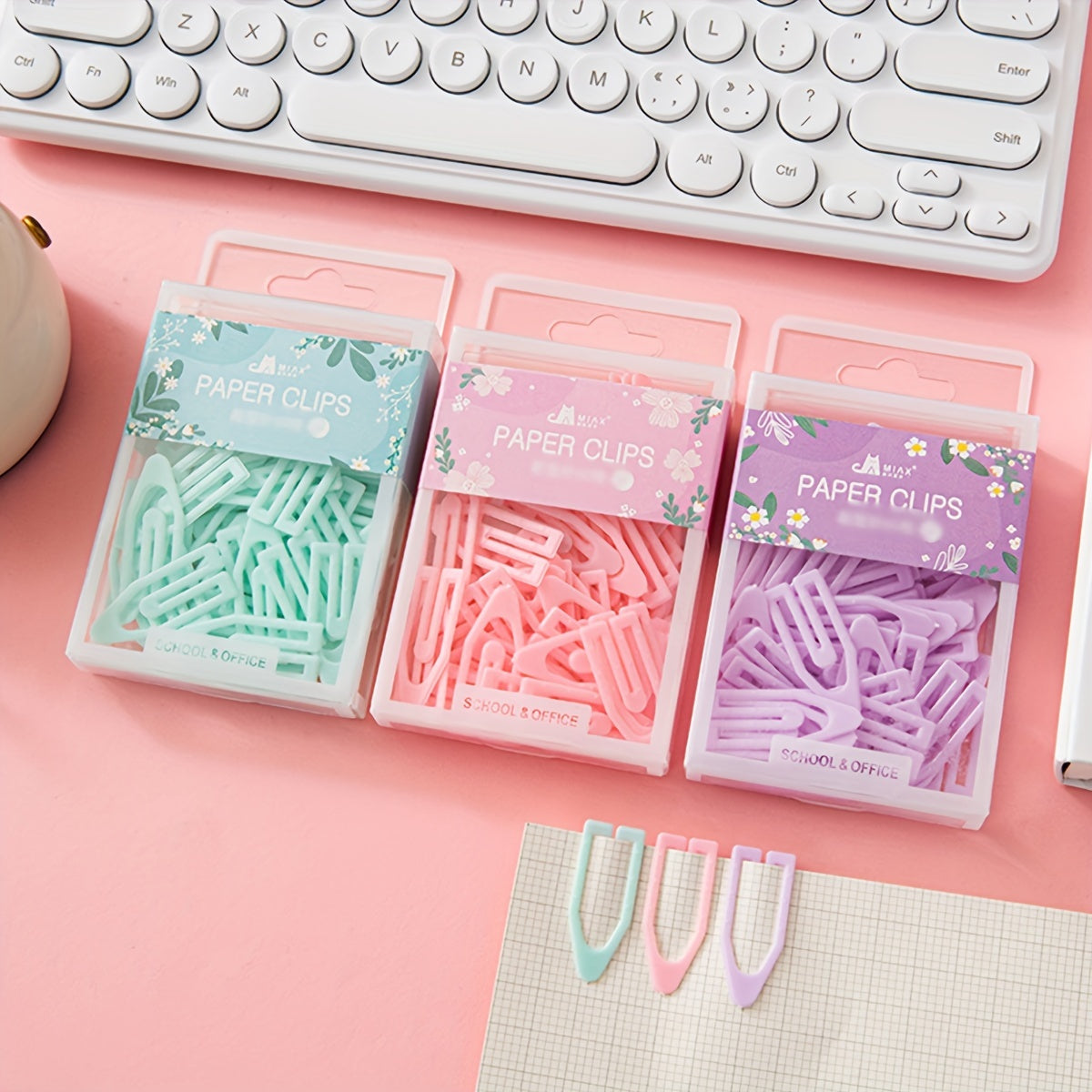 Creative Macaron Series Boat Paper Clip File Storage Boxed Random