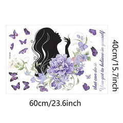 Purple Flower Beauty Wall Decal - Inspirational Quote - Positive Saying