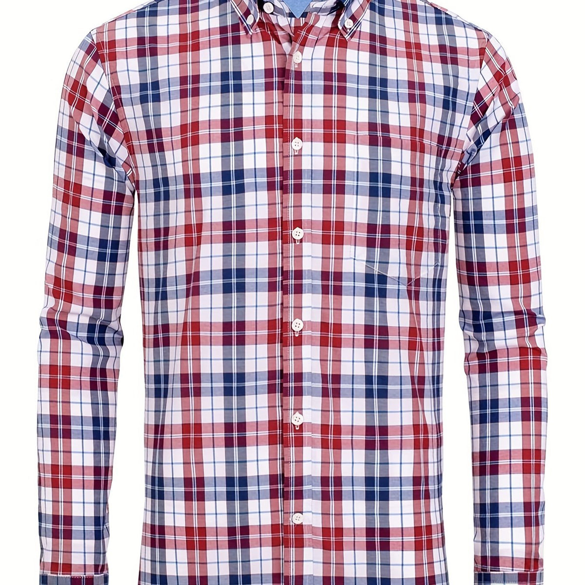 Men's Plaid Long Sleeve Shirt for Spring Autumn
