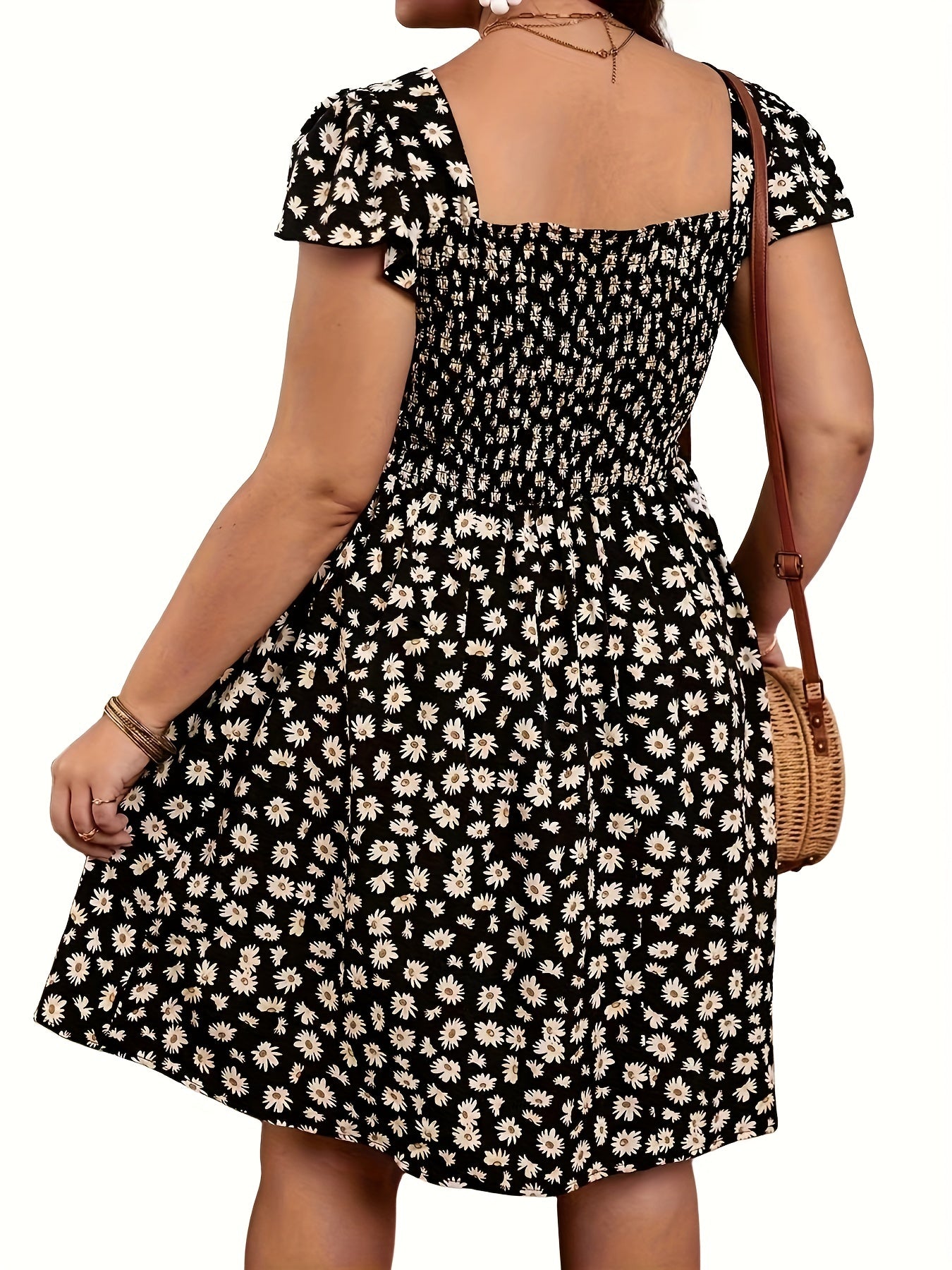  Floral Print Cap Sleeve Mini Dress