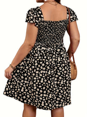  Floral Print Cap Sleeve Mini Dress