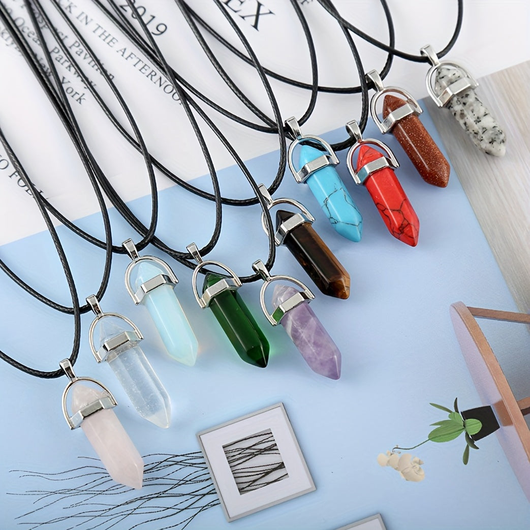 Colorful Chakra Pendant Crystal Pointed Prism Shape Pendants for Jewelry Making