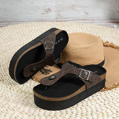 Women's Platform Cork Flip Flops Slip On Slide Sandals