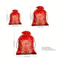 10pcs Chinese Brocade Embroidered Gift Bag for Spring and New Year