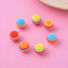 20pcs 30pcs 14mm Straight Hole Block Plum Ball Beads Rainbow DIY Bracelet