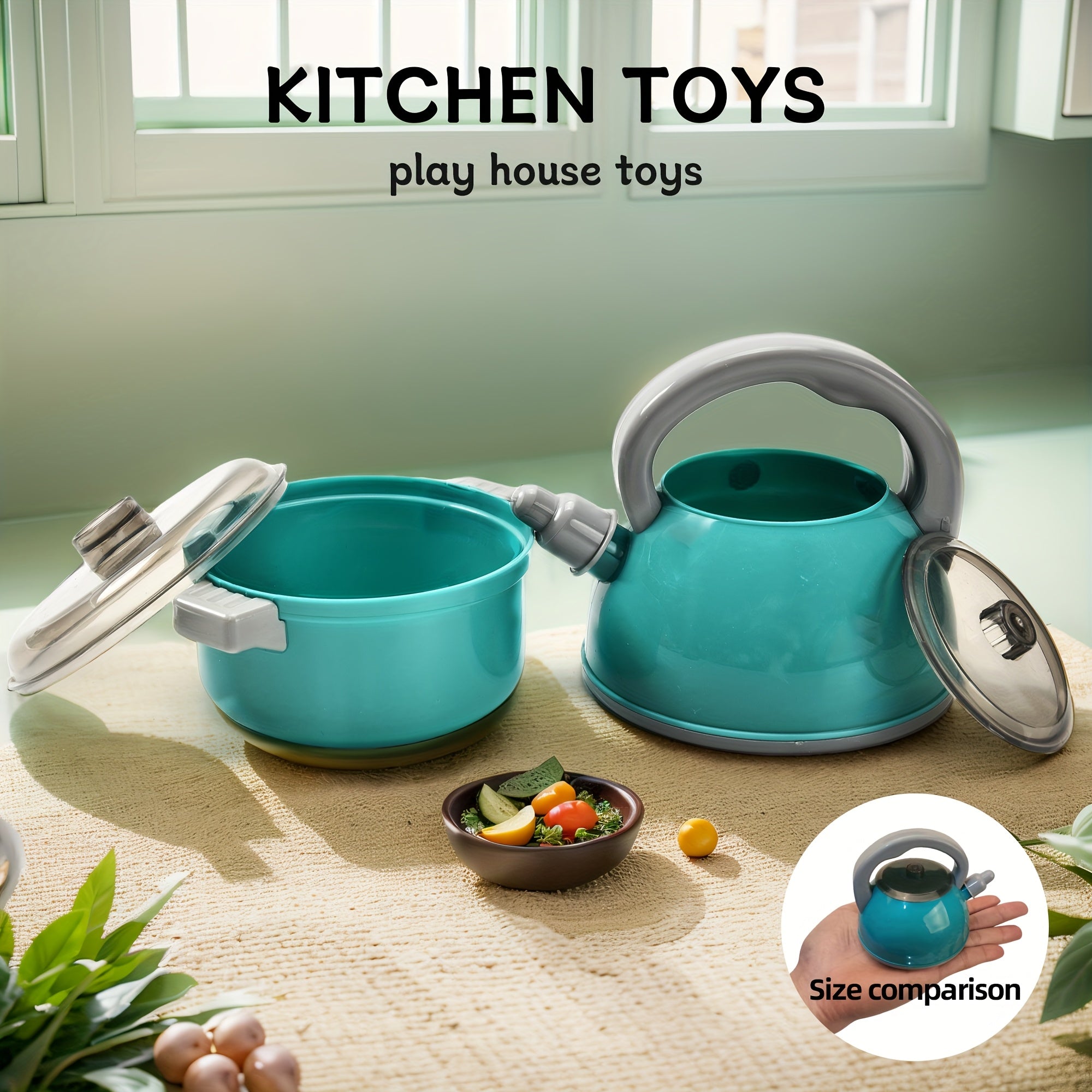 Kids' Play Kitchen Set with Chef'S Gear Pots Pans and Utensils